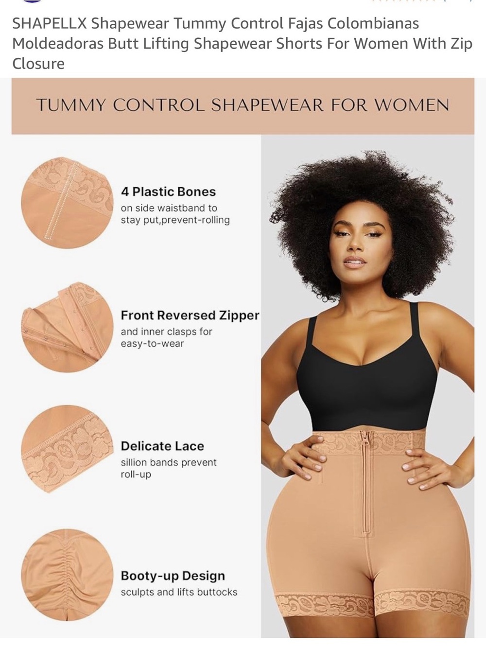 Shapellx High-Waist Butt-Lifting Tummy Control Shapewear Shorts in Nude.